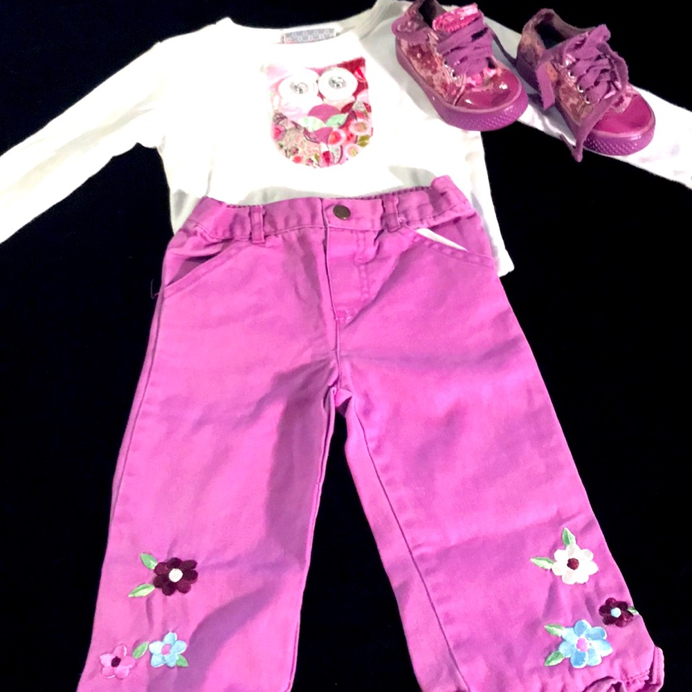 Matching two piece set w/printed floral owl.